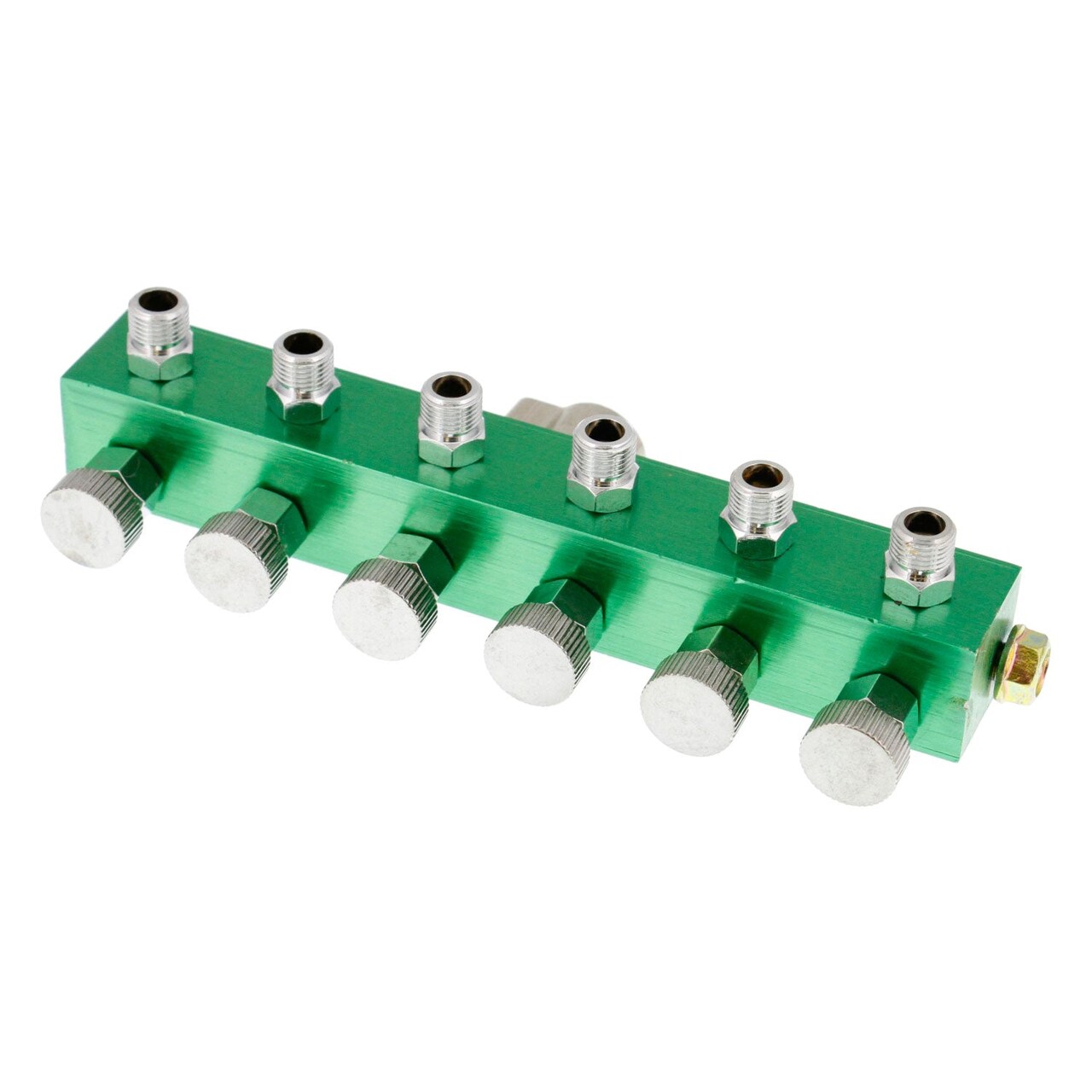 6-Way Metered Airbrush Manifold - Individual Airflow Control - 1/4" BSP Inlet, 6x 1/8" BSP Outlets